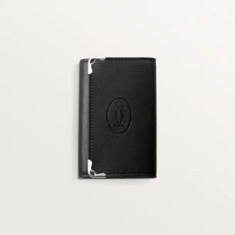 6-Key Key Ring, Must De Cartier – Black Calfskin, Stainless Steel Finish – Cartier