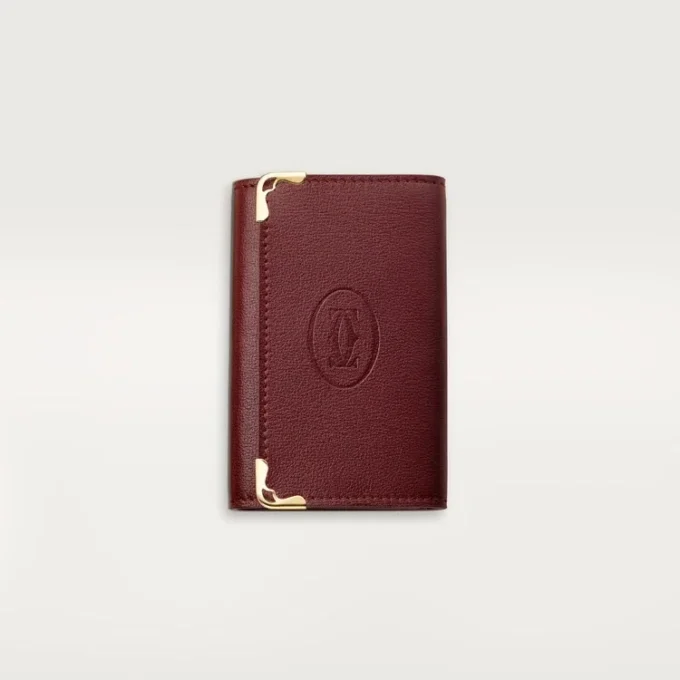 6-Key Key Ring, Must De Cartier – Burgundy Calfskin, Golden Finish – Cartier 6-Key Key Ring, Must De Cartier – Burgundy Calfskin, Golden Finish – Cartier