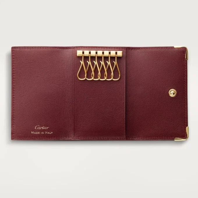 6-Key Key Ring, Must De Cartier – Burgundy Calfskin, Golden Finish – Cartier 6-Key Key Ring, Must De Cartier – Burgundy Calfskin, Golden Finish – Cartier