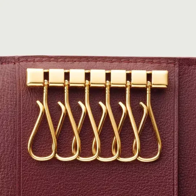 6-Key Key Ring, Must De Cartier – Burgundy Calfskin, Golden Finish – Cartier 6-Key Key Ring, Must De Cartier – Burgundy Calfskin, Golden Finish – Cartier