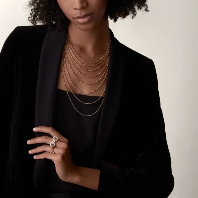 Agrafe Long Necklace, Semi-Paved