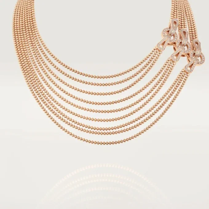 Agrafe Necklace, Medium Model, Half-Paved