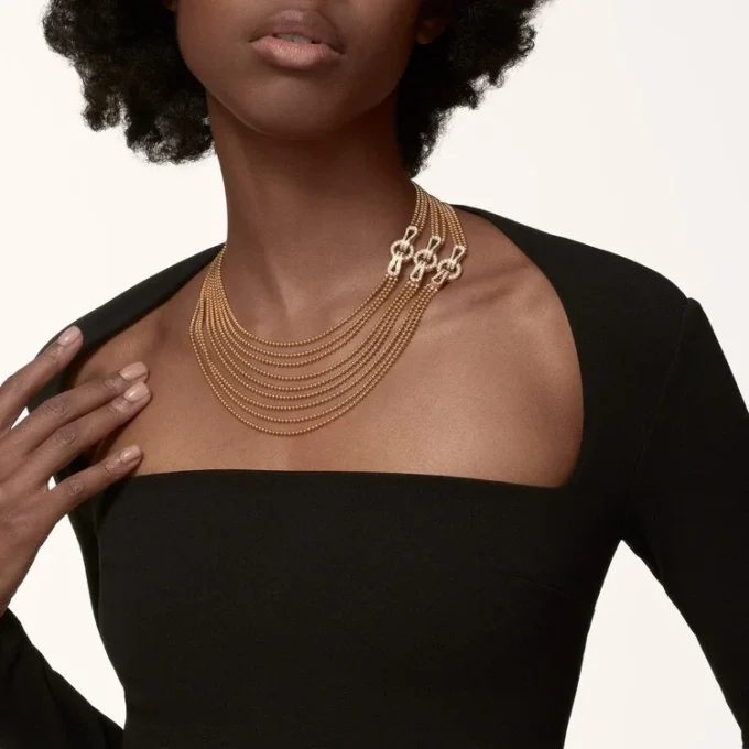 Agrafe Necklace, Medium Model, Half-Paved