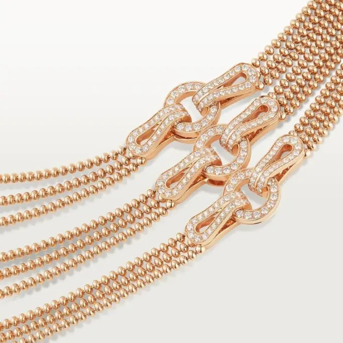 Agrafe Necklace, Medium Model, Half-Paved