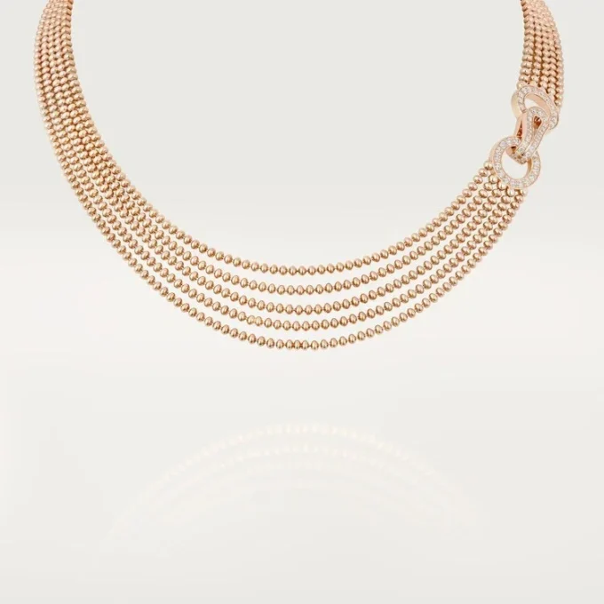 Agrafe Necklace, Small Model, Half-Paved