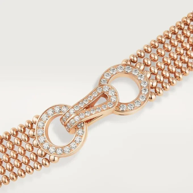Agrafe Necklace, Small Model, Half-Paved
