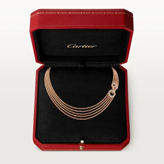 Agrafe Necklace, Small Model, Half-Paved