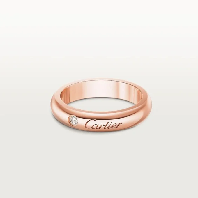 C De Cartier Wedding Ring, 4 Mm Width, 1 Diamond