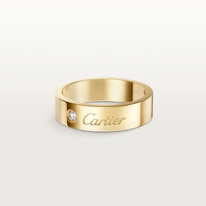 C De Cartier Wedding Ring, 5 Mm Width, 1 Diamond