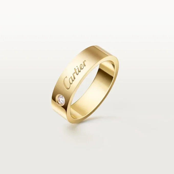 C De Cartier Wedding Ring, 5 Mm Width, 1 Diamond