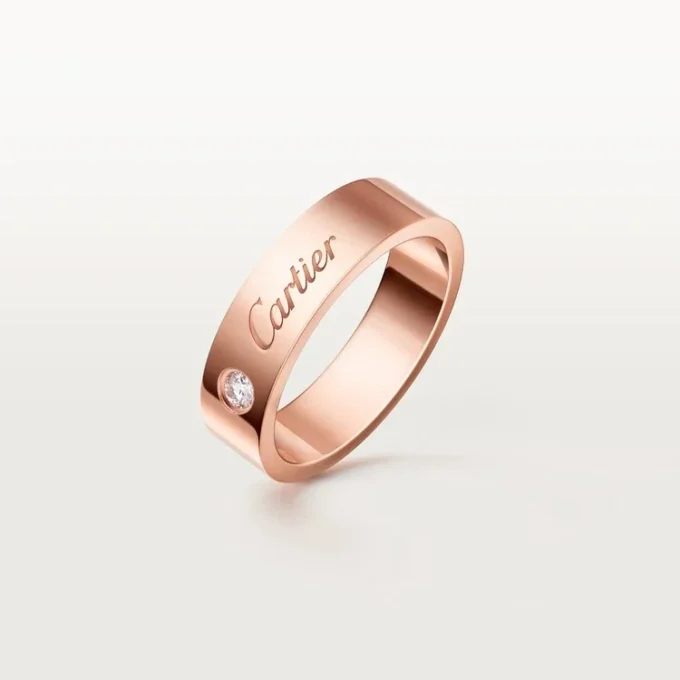 C De Cartier Wedding Ring, 5 Mm Width, 1 Diamond