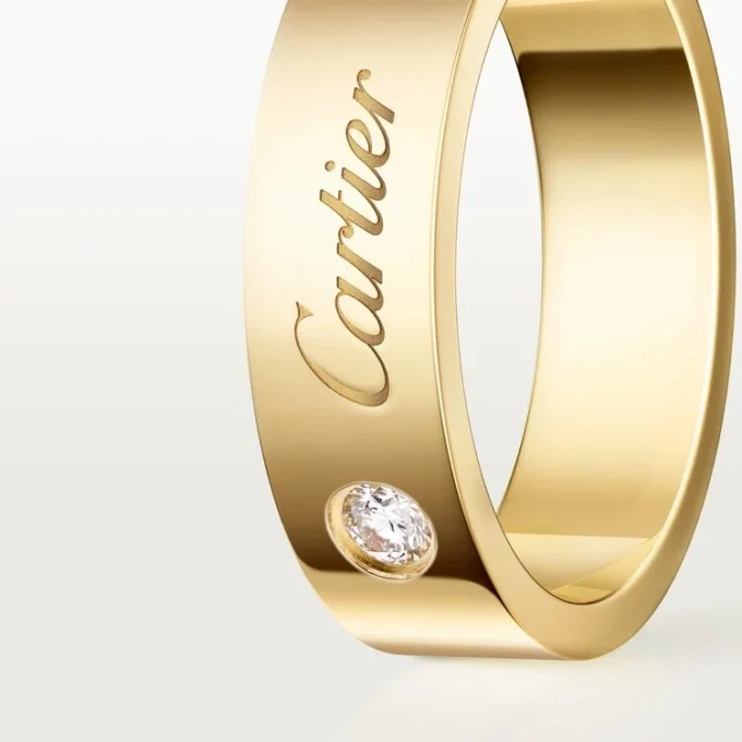 C De Cartier Wedding Ring, 5 Mm Width, 1 Diamond