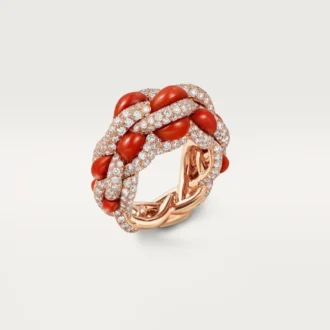 Cartier Libre Tressage Ring, Coral