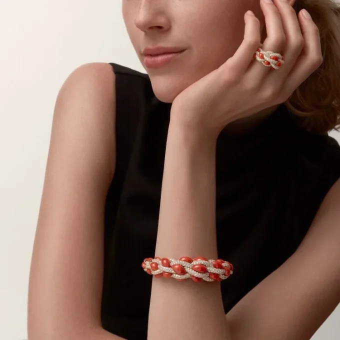 Cartier Libre Tressage Ring, Coral Cartier Libre Tressage Ring, Coral
