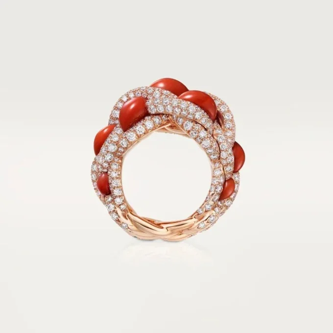 Cartier Libre Tressage Ring, Coral Cartier Libre Tressage Ring, Coral
