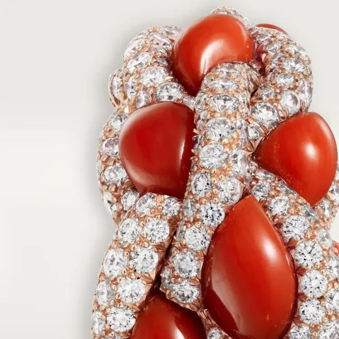 Cartier Libre Tressage Ring, Coral Cartier Libre Tressage Ring, Coral