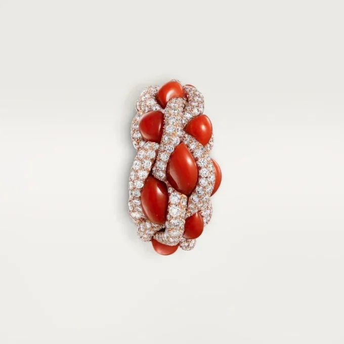 Cartier Libre Tressage Ring, Coral Cartier Libre Tressage Ring, Coral