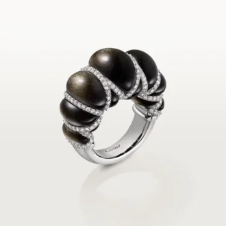 Cartier Libre Tressage Ring, Obsidian, Diamonds