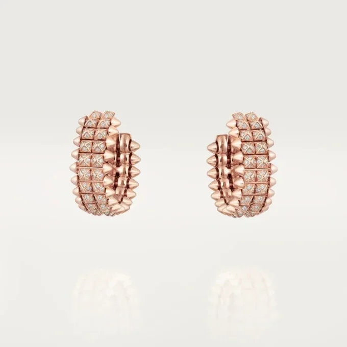 Clash De Cartier Hoop Earrings, Double Row, Paved