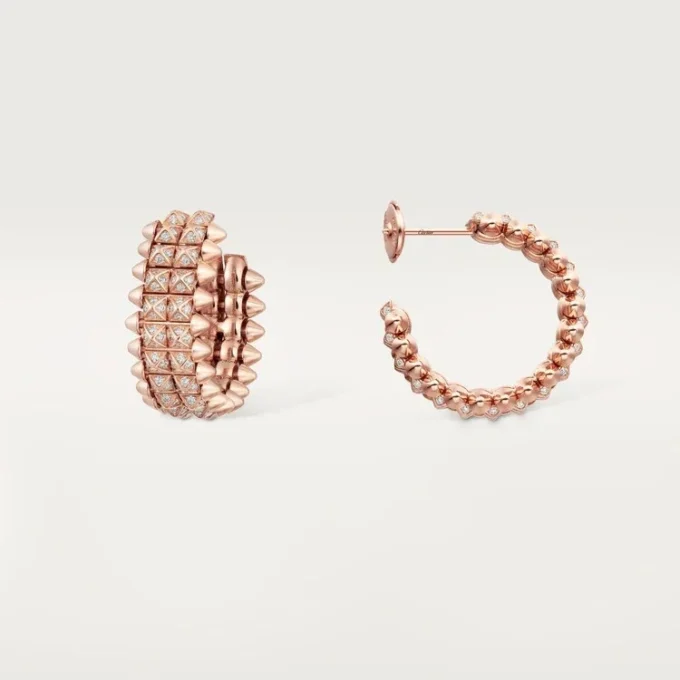 Clash De Cartier Hoop Earrings, Double Row, Paved