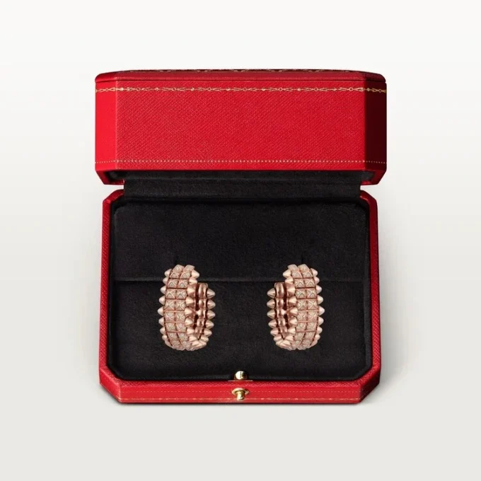 Clash De Cartier Hoop Earrings, Double Row, Paved