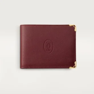 Coin/Banknote/Burgundy Calfskin, Golden Finish – Cartier