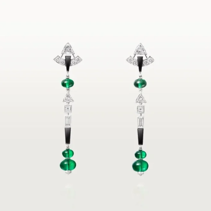 En Equilibre Earrings, Emerald, Paved