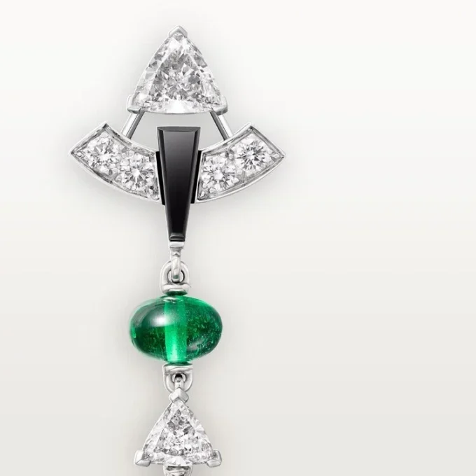 En Equilibre Earrings, Emerald, Paved