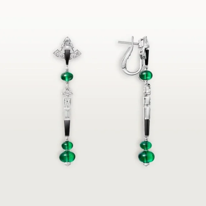 En Equilibre Earrings, Emerald, Paved