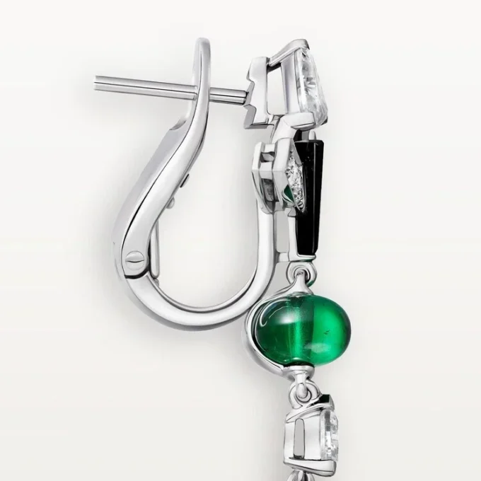 En Equilibre Earrings, Emerald, Paved