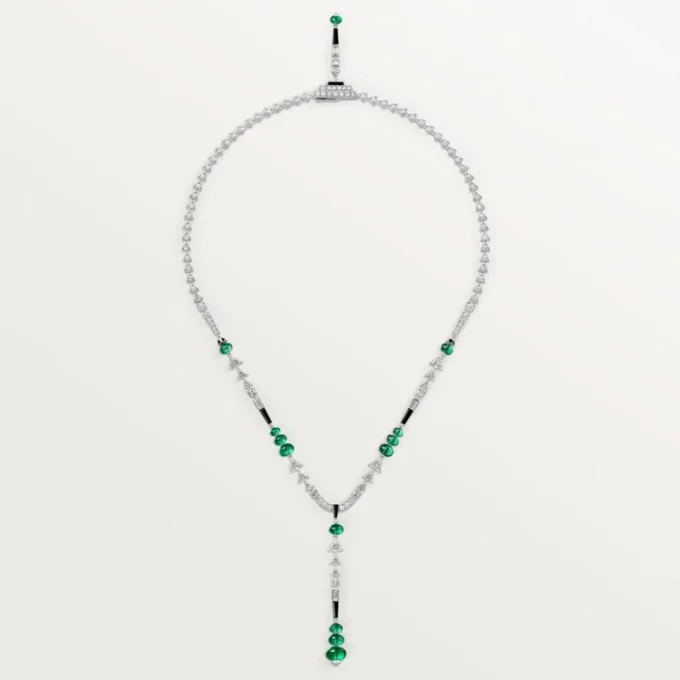En Equilibre Necklace, Emerald, Paved