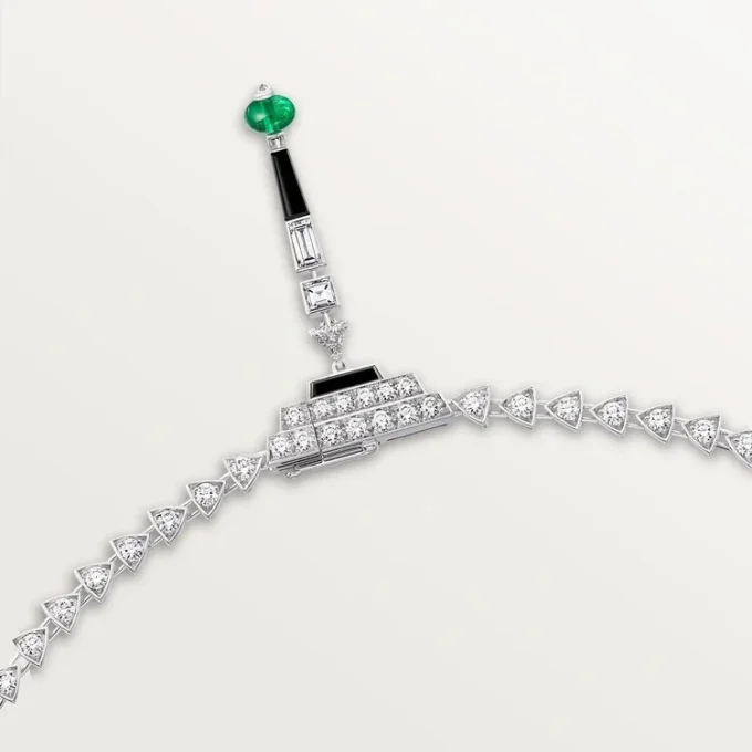 En Equilibre Necklace, Emerald, Paved