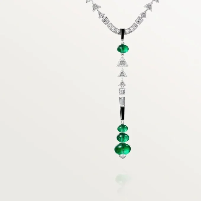 En Equilibre Necklace, Emerald, Paved