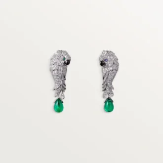 Faune Et Flore De Cartier Earrings, Emerald Drops, Paved