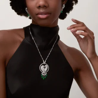 Faune Et Flore De Cartier Earrings, Emerald Drops, Paved