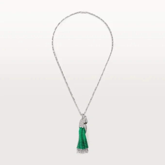 Faune Et Flore De Cartier Necklace, Emerald Beads, Paved Faune Et Flore De Cartier Necklace, Emerald Beads, Paved