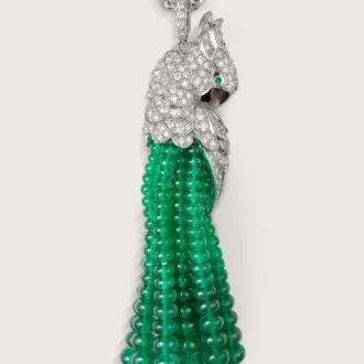 Faune Et Flore De Cartier Necklace, Emerald Beads, Paved