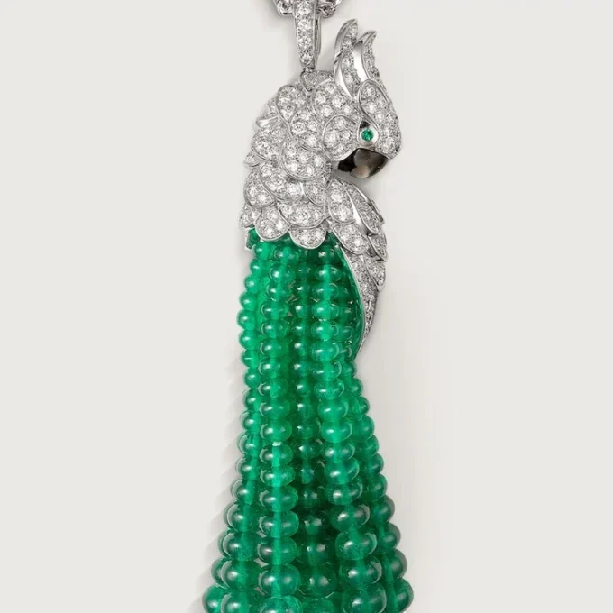 Faune Et Flore De Cartier Necklace, Emerald Beads, Paved Faune Et Flore De Cartier Necklace, Emerald Beads, Paved
