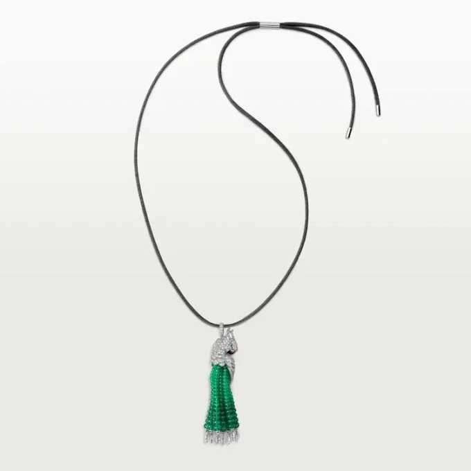 Faune Et Flore De Cartier Necklace, Emerald Beads, Paved Faune Et Flore De Cartier Necklace, Emerald Beads, Paved