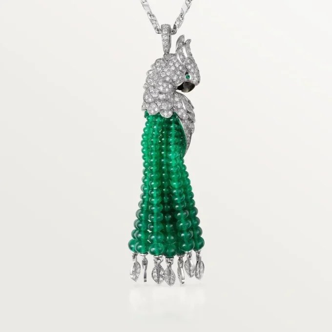 Faune Et Flore De Cartier Necklace, Emerald Beads, Paved Faune Et Flore De Cartier Necklace, Emerald Beads, Paved