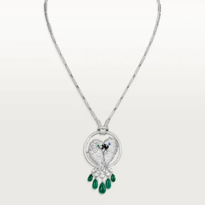 Faune Et Flore De Cartier Necklace, Emerald Drops, Paved Faune Et Flore De Cartier Necklace, Emerald Drops, Paved