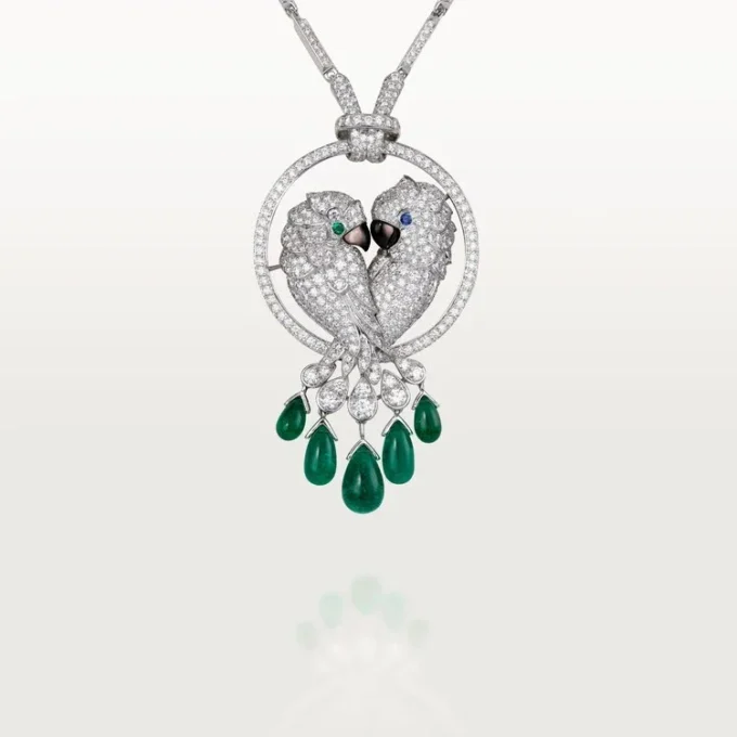 Faune Et Flore De Cartier Necklace, Emerald Drops, Paved Faune Et Flore De Cartier Necklace, Emerald Drops, Paved
