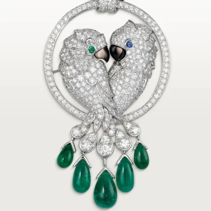 Faune Et Flore De Cartier Necklace, Emerald Drops, Paved Faune Et Flore De Cartier Necklace, Emerald Drops, Paved