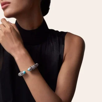 Geometrie & Contrastes Bracelet, Turquoise, Paved