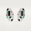 Geometrie & Contrastes Earrings, Chrysoprase, Paved