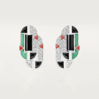 Geometrie & Contrastes Earrings, Chrysoprase, Paved