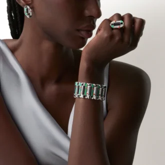 Geometrie & Contrastes Bracelet, Chrysoprase, Paved