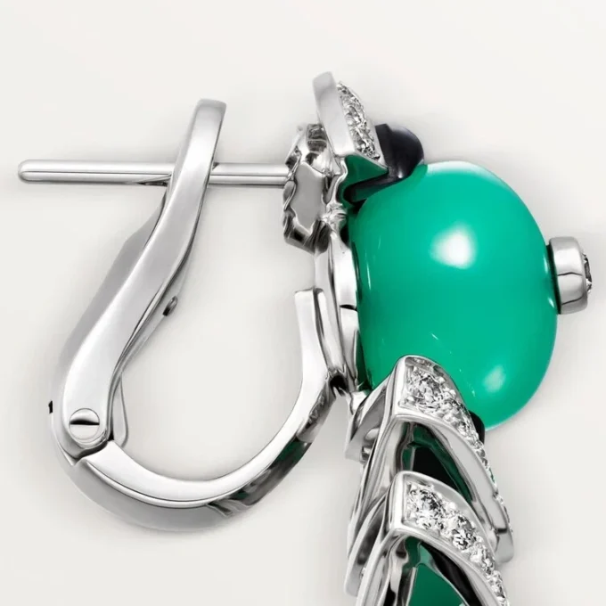 Geometrie & Contrastes Earrings, Chrysoprase, Paved