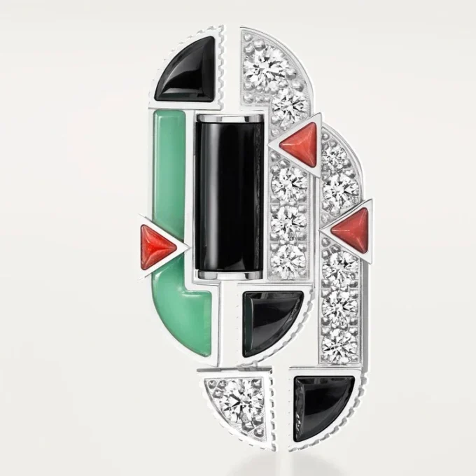 Geometrie & Contrastes Earrings, Chrysoprase, Paved