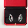 Geometrie & Contrastes Earrings, Chrysoprase, Paved